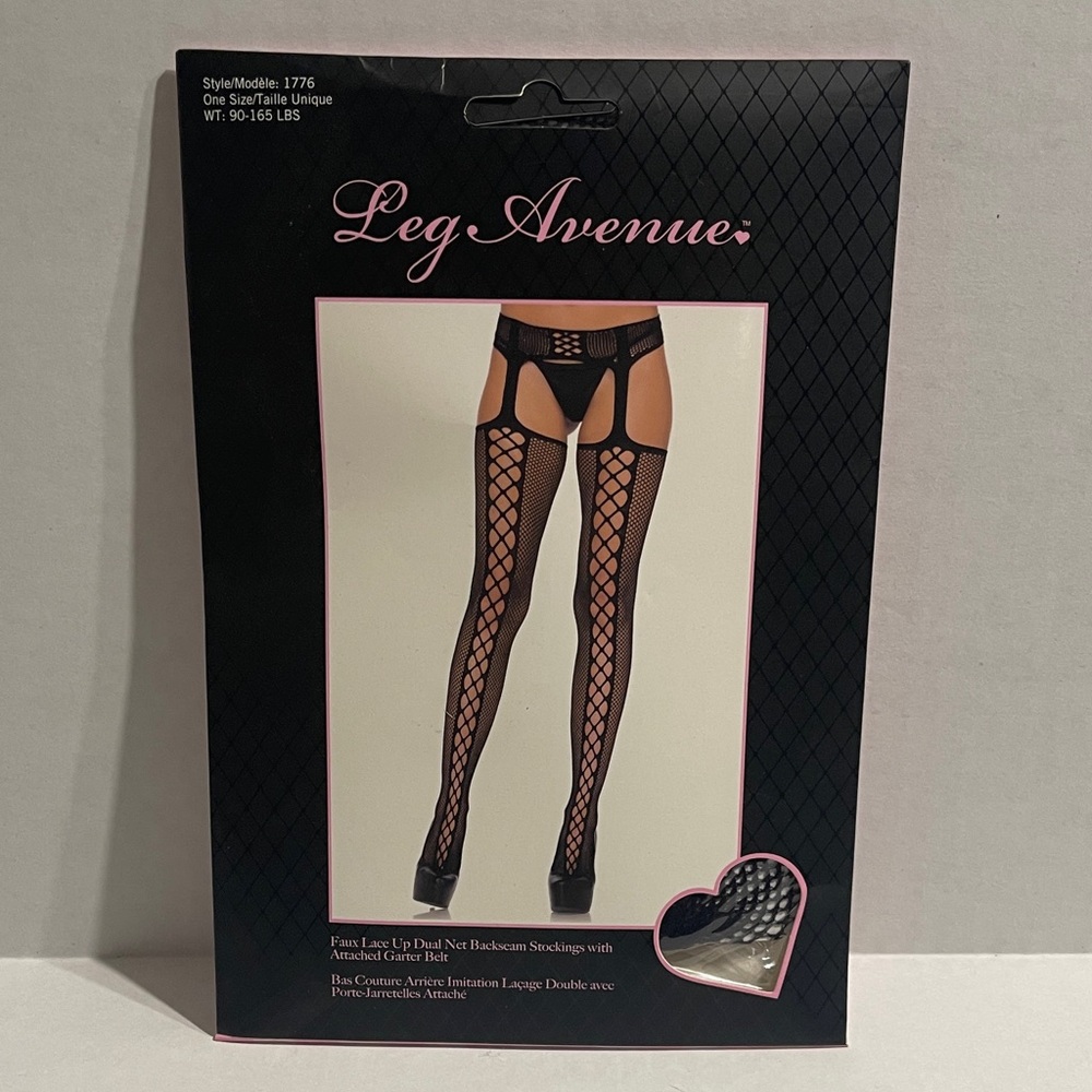 New Leg Avenue Black Fishnet Stockings with Garter